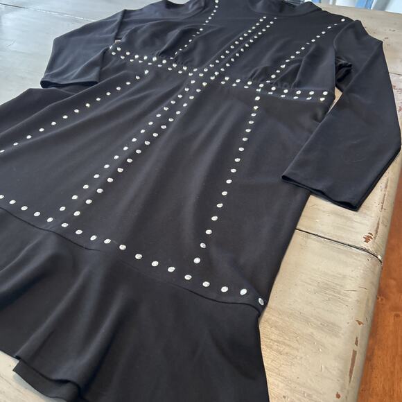 NWT Lane Bryant Black Studded Fit & Flare Midi Dress Sz 18 Romantic Gothic - Picture 2 of 9